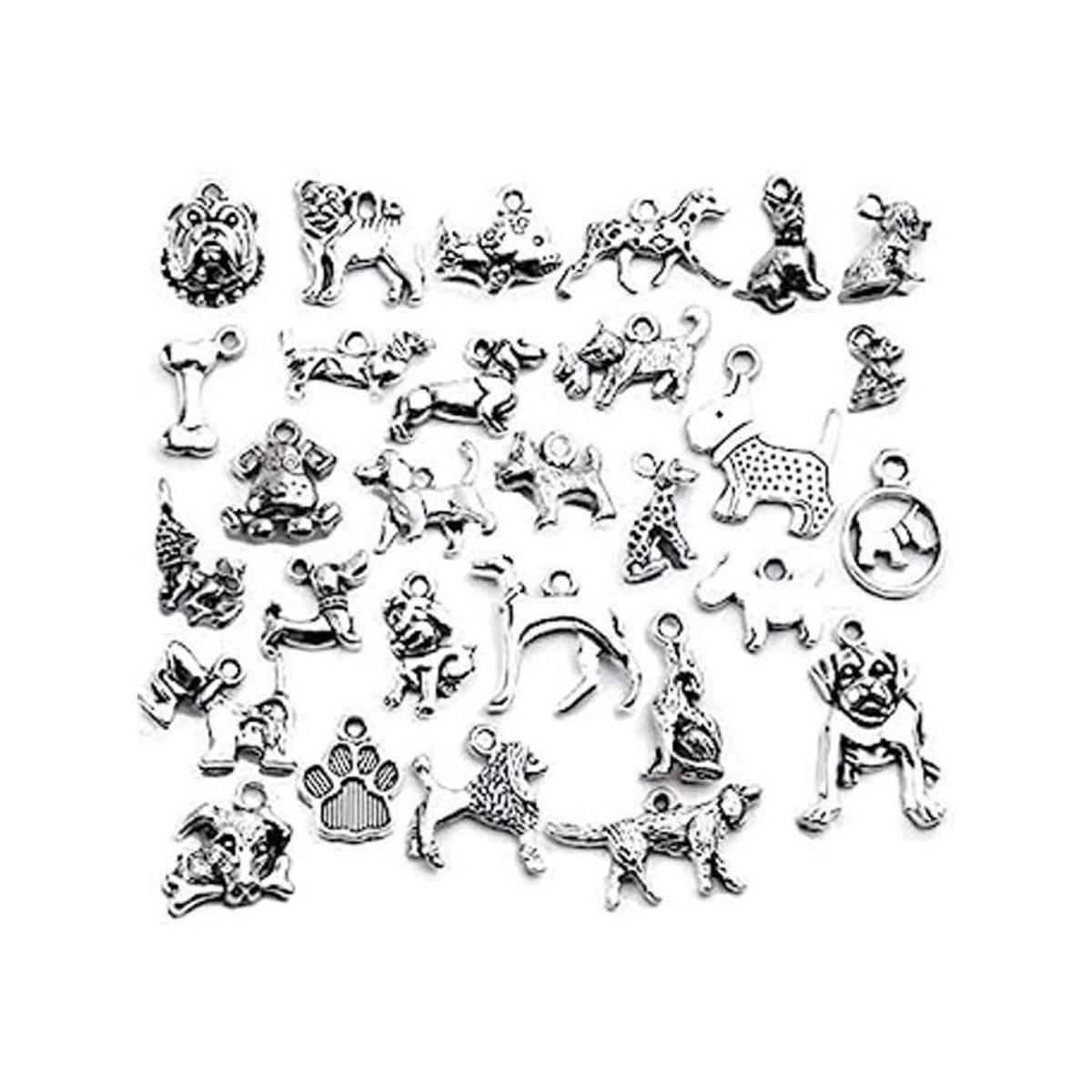 30pcs Antiguo Tibetano Plata Animal Encantos Aleación Pet