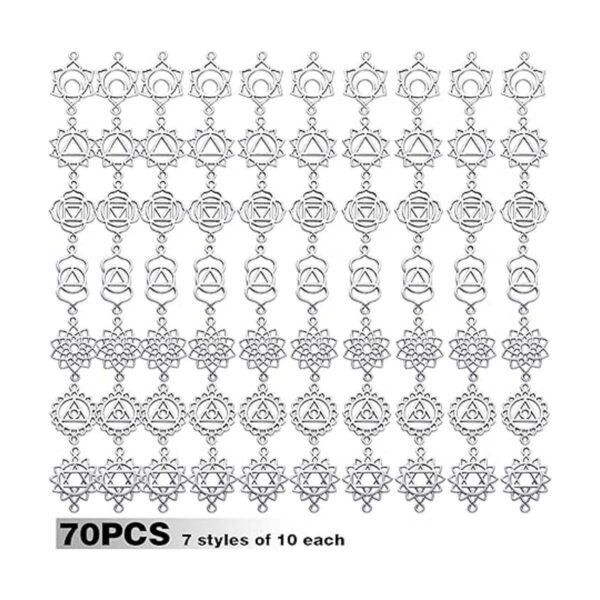 70 colgantes de plata envejecida con chakras y energía de