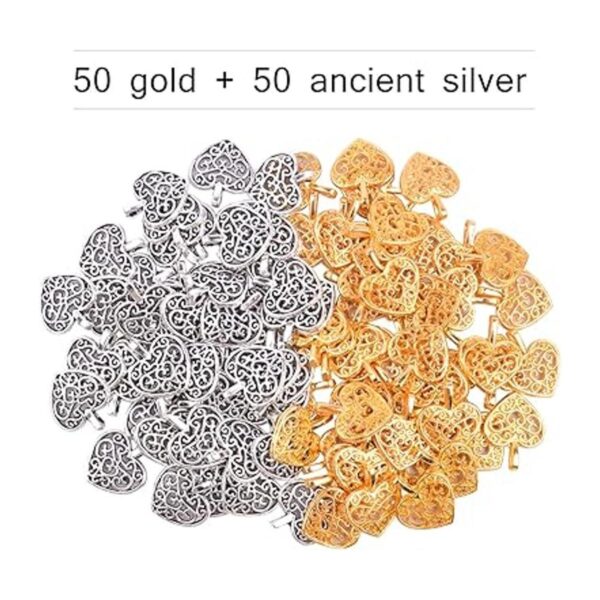 Hendevl 100 colgantes de corazón de metal para hacer