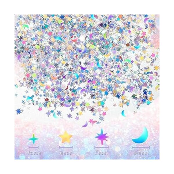 60 g2.1 oz Mesa holográfica de estrella y luna de confeti
