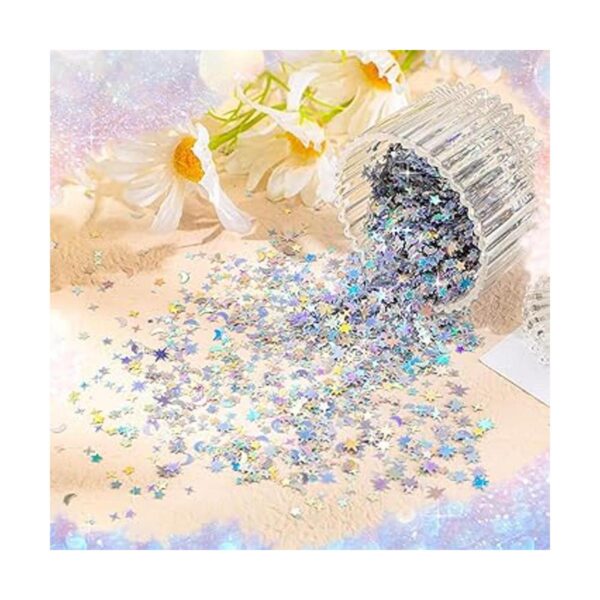 60 g2.1 oz Mesa holográfica de estrella y luna de confeti