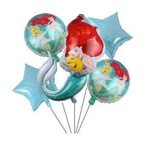 Sirena Party Supplier 5PCS Mermaid Foil Globos para niños_1