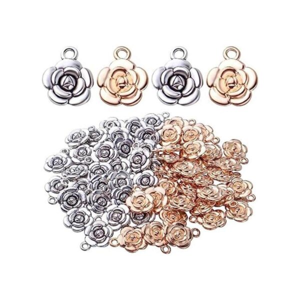 Colgante de rosas 60 piezas de aleación de flores de_1