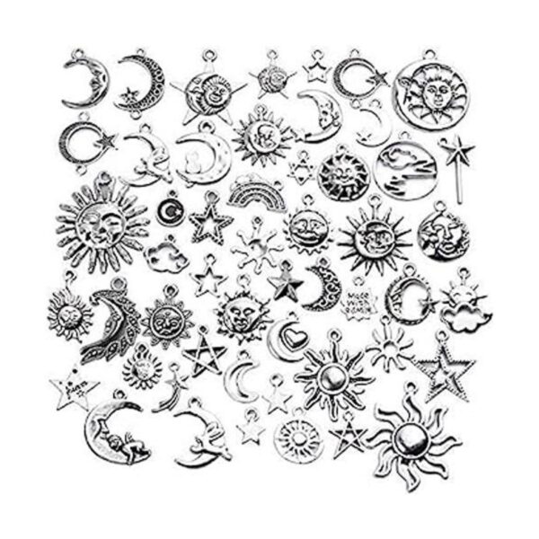 54 dijes colgantes celestiales de plata antigua con