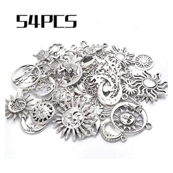 54 dijes colgantes celestiales de plata antigua con