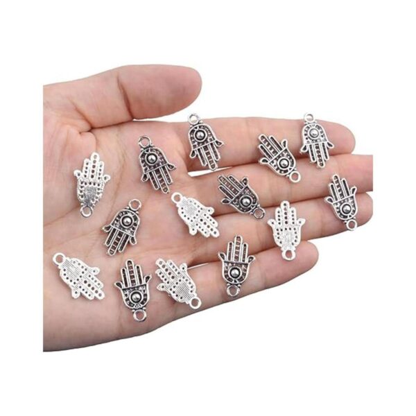 100pcs Plata Antigua Hamsa Mano Encantos de Mano de Fátima