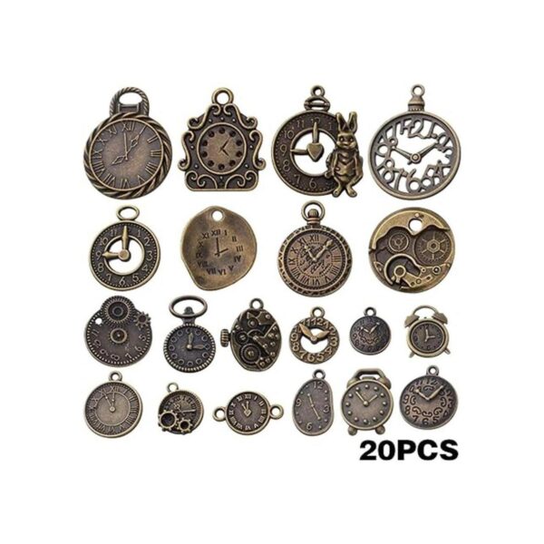 20 piezas de bronce antiguo reloj de la cara encantos