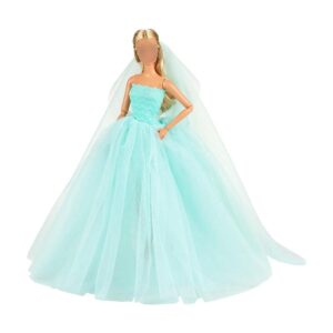BARWA Vestido de novia azul claro con velo para fiesta de_1
