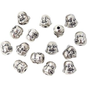 Honbay 30 cuentas de metal espirituales pequeñas de plata_1