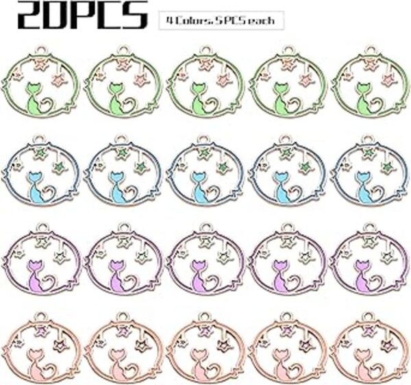 Colgante esmaltado para gatos 20 piezas chapado en oro