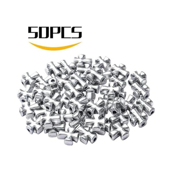 50pcs de plata antigua cruz espaciador perlas tibetanas de_2