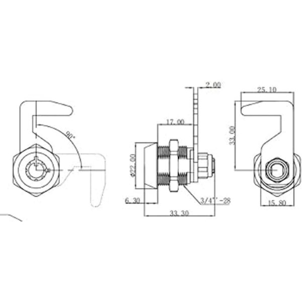 Cam Lock Cerradura de caja de herramientas de 58_3