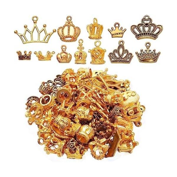 60 colgantes de corona 3D mini aleación vintage