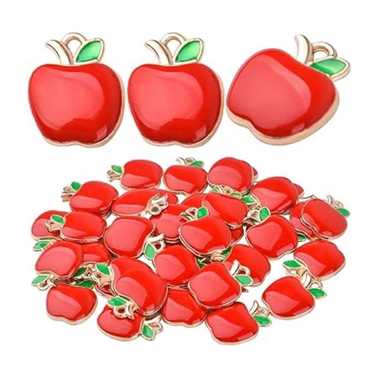 BronaGrand 40 dijes colgantes de manzana roja esmaltada de