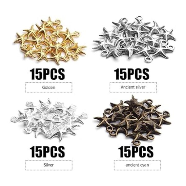 60pcs Antiguo Estrellas de Mar Encantos de Animales de Mar