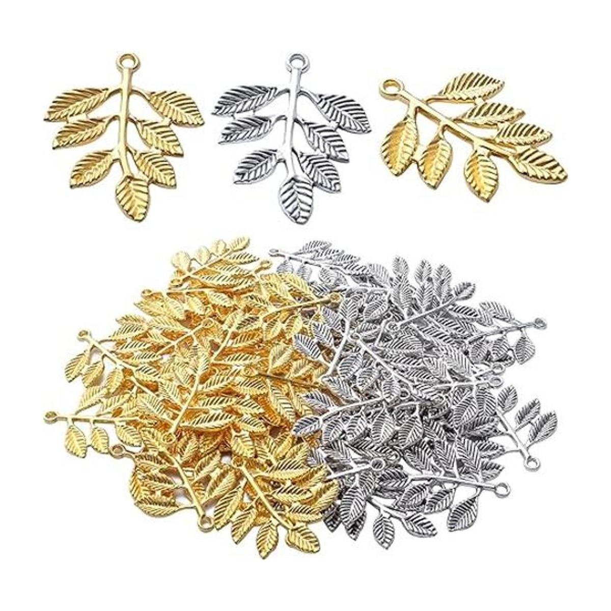 50pcs hoja encanto colgantes aleación árbol hojas encantos