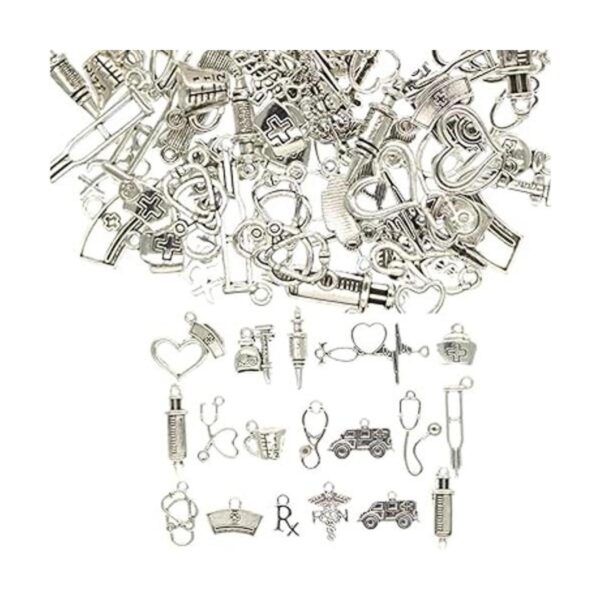 72pcs Plata Antiguo Mixto Enfermera Encantos Enfermera Cap_1