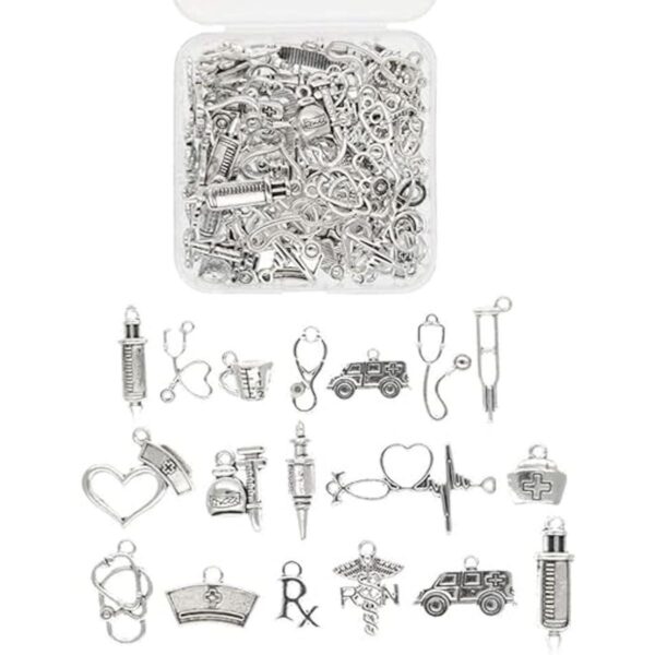 72pcs Plata Antiguo Mixto Enfermera Encantos Enfermera Cap_6
