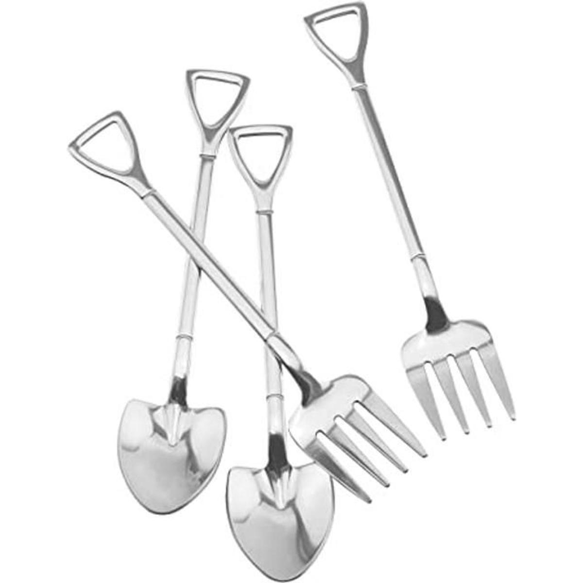NX Garden Juego de 4 cucharas de café y tenedores de