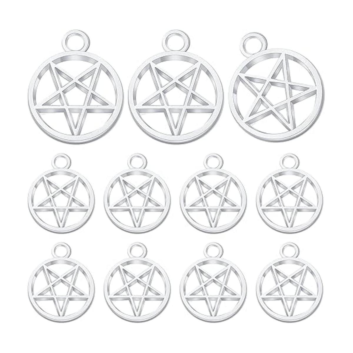 50 colgantes de plata con diseño de estrella de pentagrama