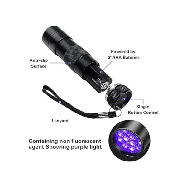 COSOOS Paquete de 2 linternas UV 12 LED de mano de luz_4