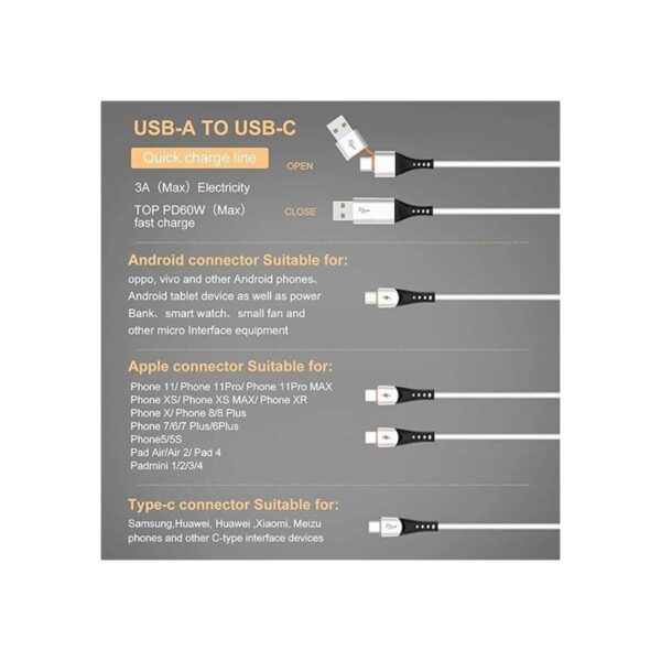 SDBAUX Cable de carga de micro puerto USB A a USB C Multi_3