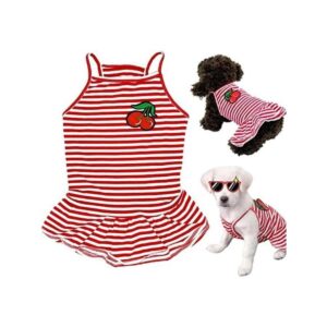 Dog Shirt Striped Skirt Pet Dress Clothes Puppy TShirts_1