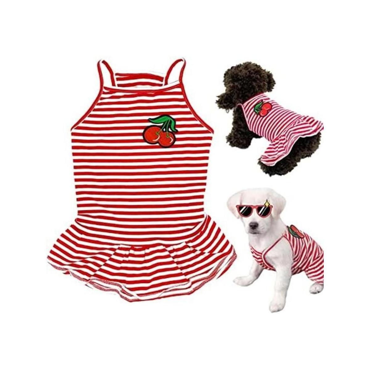 Dog Shirt Striped Skirt Pet Dress Clothes Puppy TShirts
