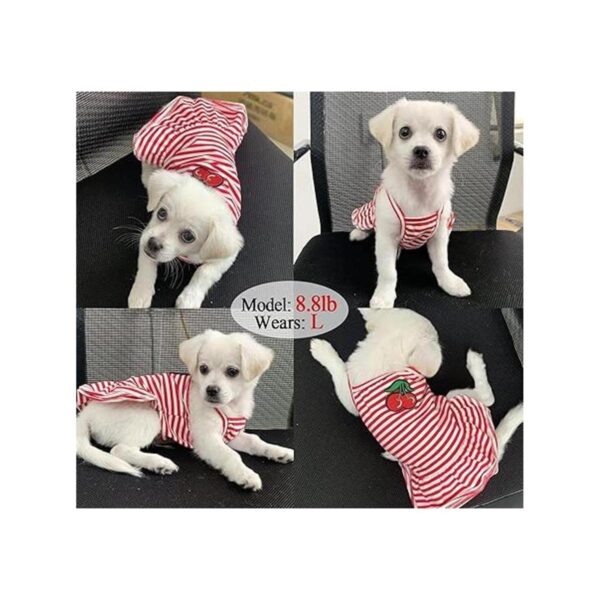 Dog Shirt Striped Skirt Pet Dress Clothes Puppy TShirts_3