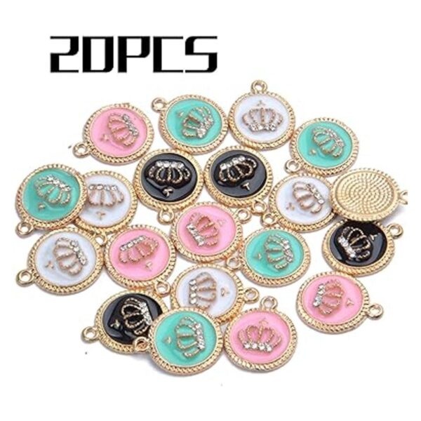 20pcs Color mezclado esmalte encantos redondo diamante_3