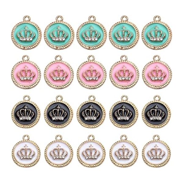 20pcs Color mezclado esmalte encantos redondo diamante_2