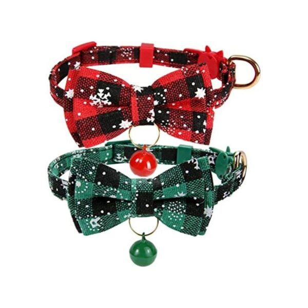 Collar de Navidad con pajarita de gato con campana_1