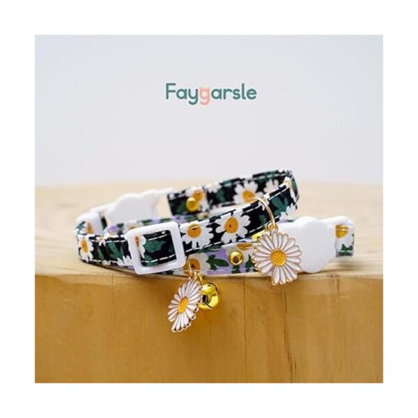 Faygarsle Collares de gato de algodón seguros con dije de_4