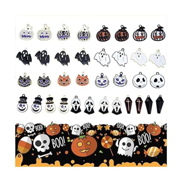 36 dijes de Halloween surtidos chapados en oro negro_4