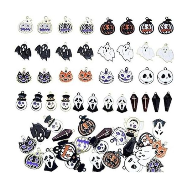 36 dijes de Halloween surtidos chapados en oro negro_1