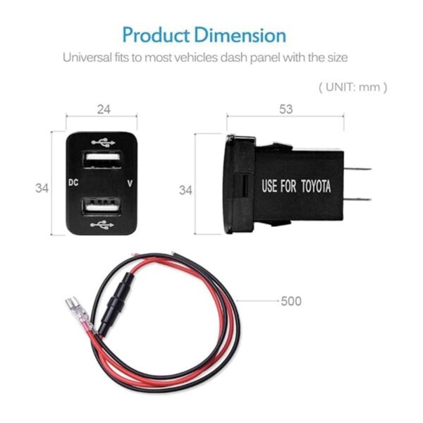 MICTUNING Enchufe de alimentación de cargador USB dual de_3