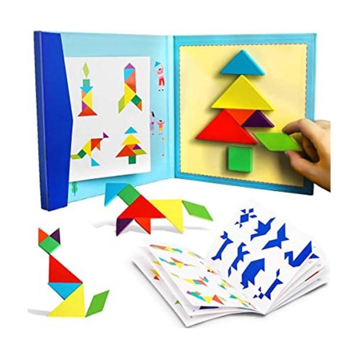 BEESTECH Libro de rompecabezas de madera Tangram juegos