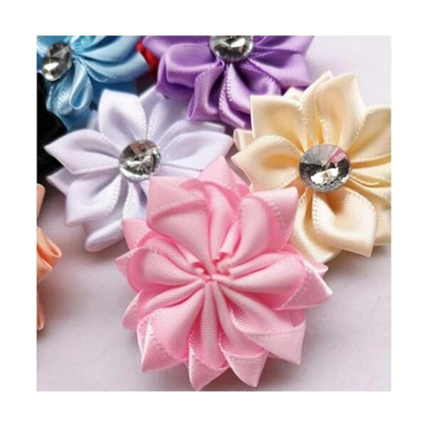 Chenkou Craft 40pcs flor de cinta de raso con perla boda_3