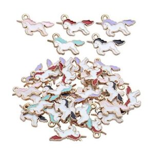 30 colgantes de unicornio esmaltados chapados en oro