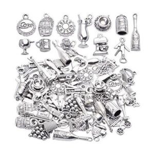 56pcs tibetano plata colgantes botella de vino abridor uva