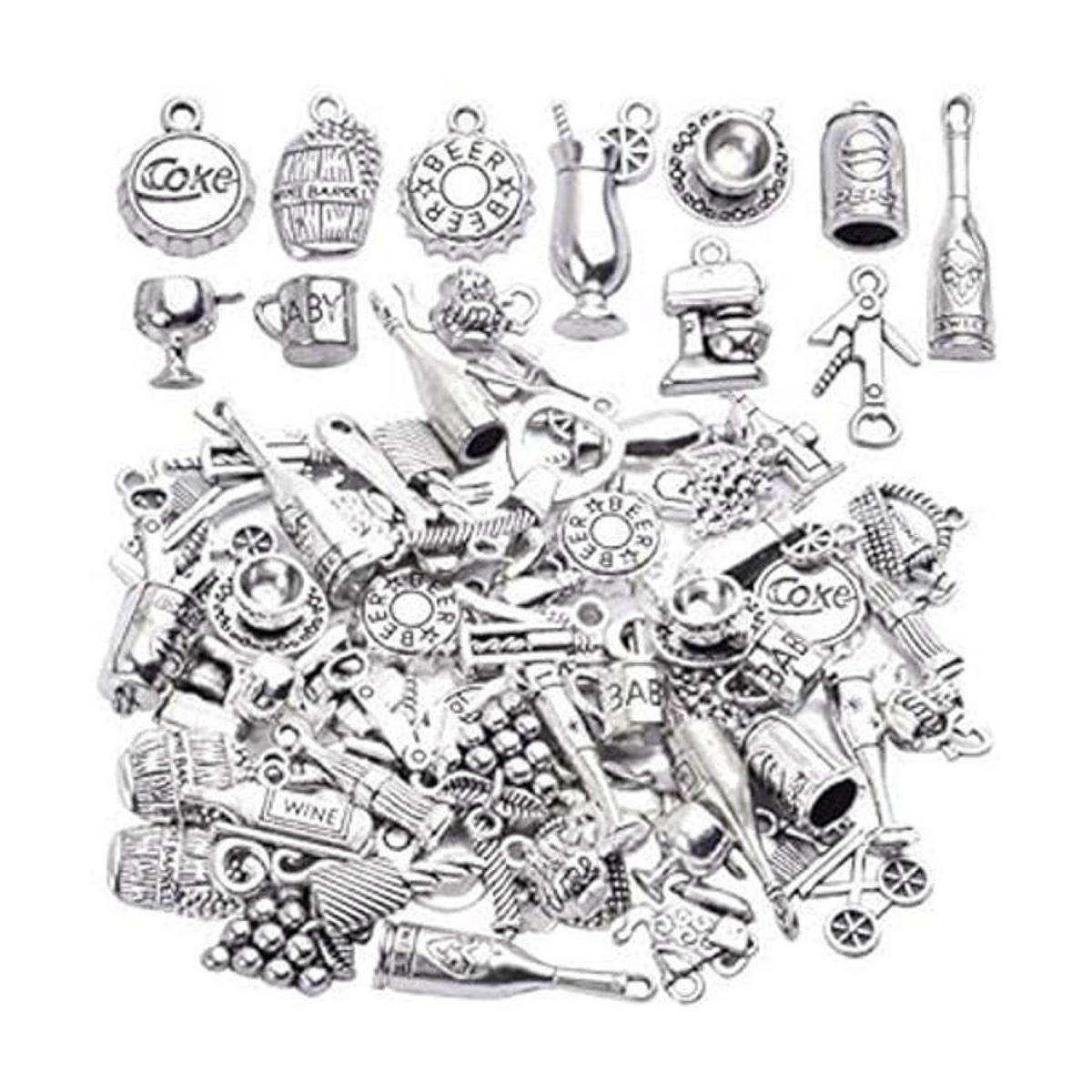 56pcs tibetano plata colgantes botella de vino abridor uva