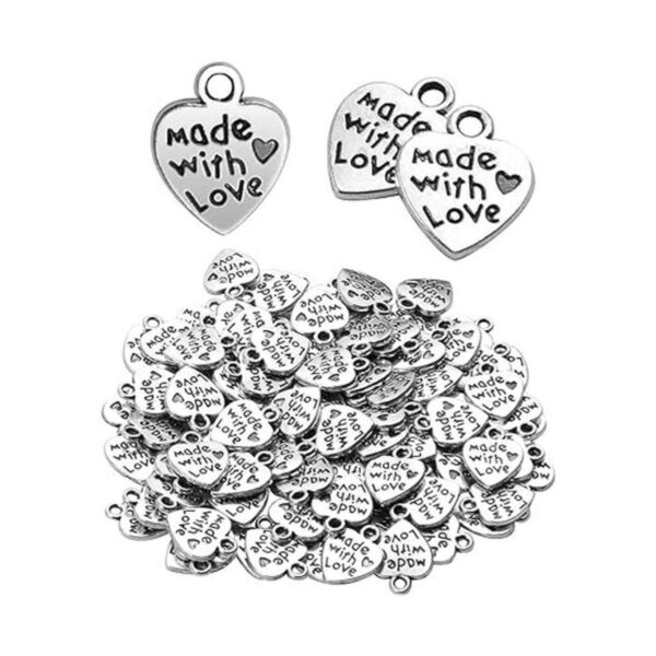 Abalorio de plata tibetana con forma de corazón hecho con_1