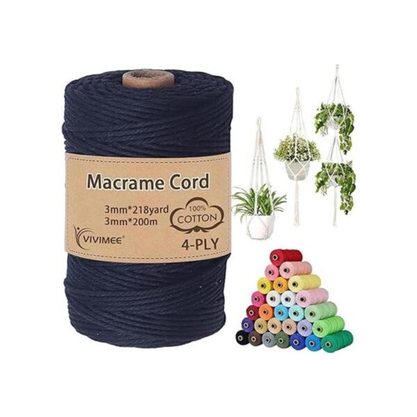 Vivimee Cuerda de macramé de algodón natural de 0.118 in
