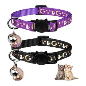 2 collares de gato con campana lunas estrellas gatito