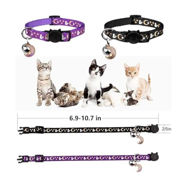 2 collares de gato con campana lunas estrellas gatito