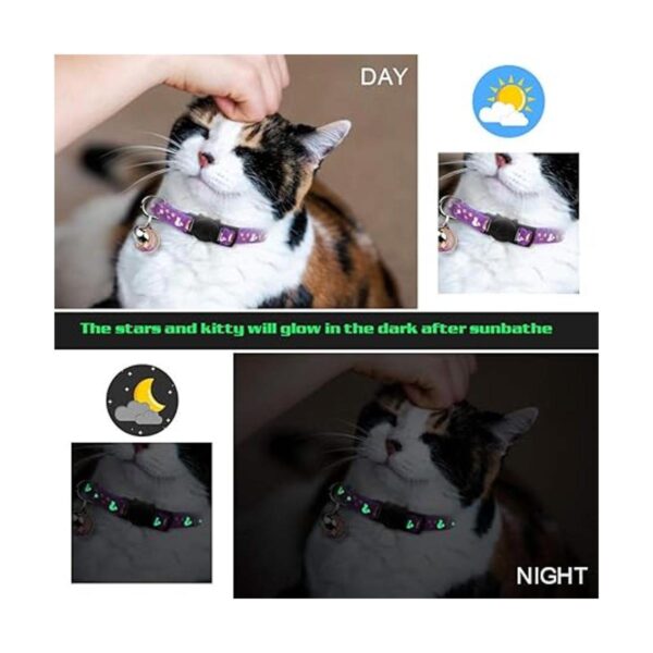 2 collares de gato con campana lunas estrellas gatito