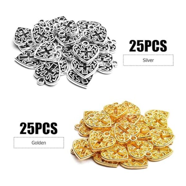 50pcs 0.630 in aleación corazón cruz encantos hueco
