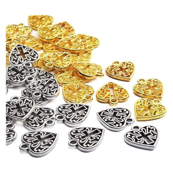 50pcs 0.630 in aleación corazón cruz encantos hueco
