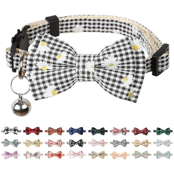 BANMODER Collar de gato con bonito lazo y campana diseño_1