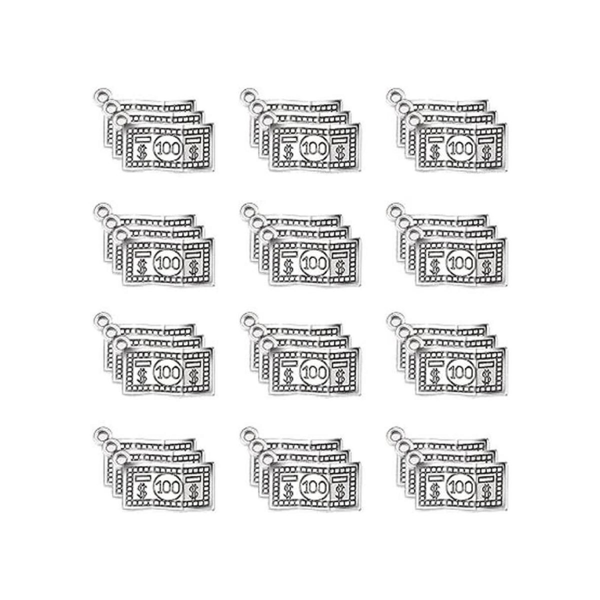 50pcs Plata Antiguo Chapado 100 Dólares Dinero Encantos